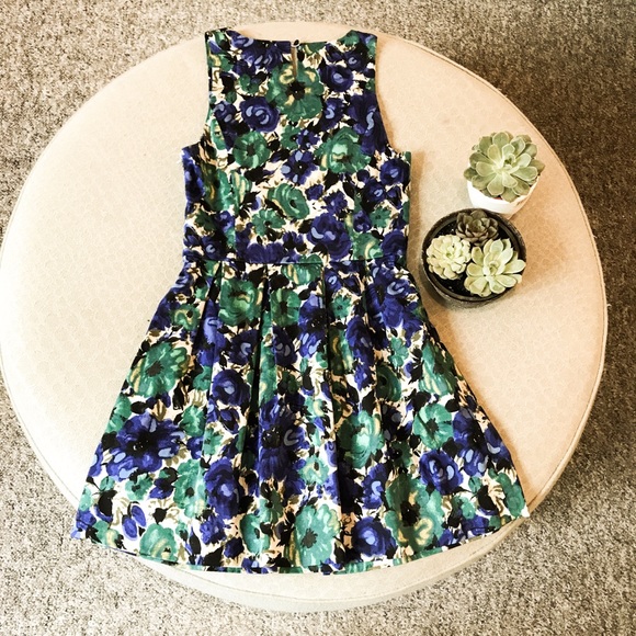 Green and blue Floral print dress - Picture 4 of 4